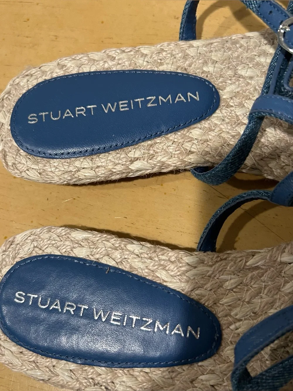 Stuart Weitzman felicity bow-detailed women’s denim espadrille sandals size 8.5